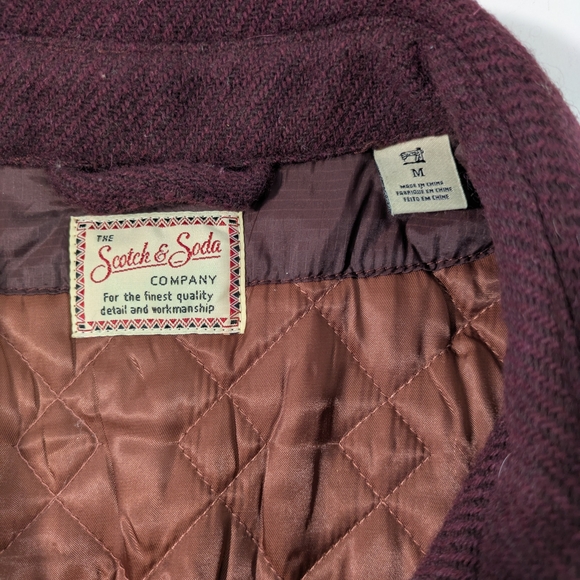 Scotch & Soda Men's Wool Burgundy Maroon Button-up Shirt Jacket Lined Size M - Picture 6 of 15